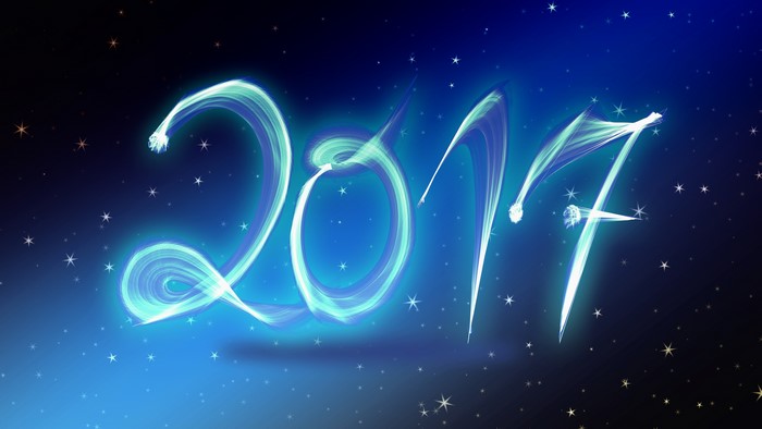 2017 New Year's Eve celebration with glowing numbers