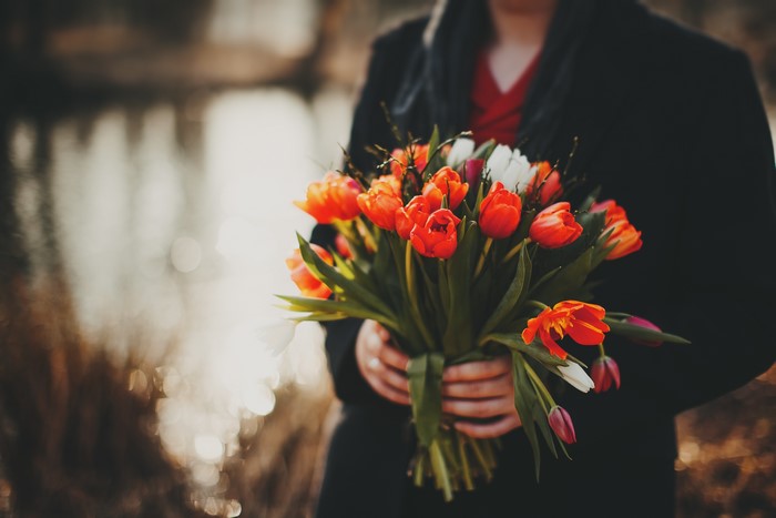 Bouquet of Tulips held by hands