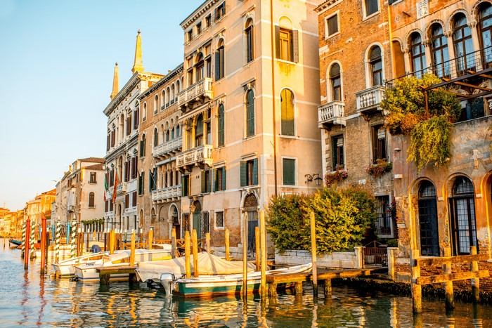 Venice Canal with Boats and Buildings