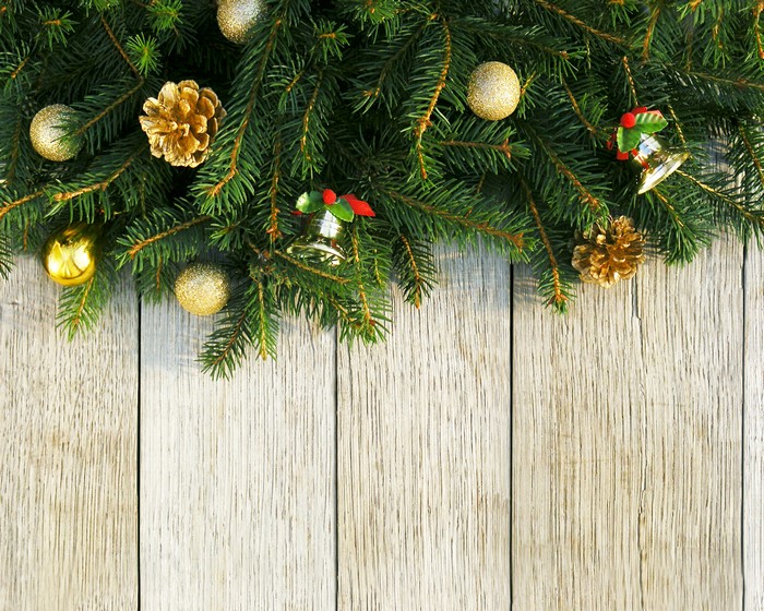 Christmas Decorations on Wood Planks