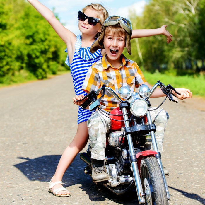 Boy and Girl on a Motorcycle