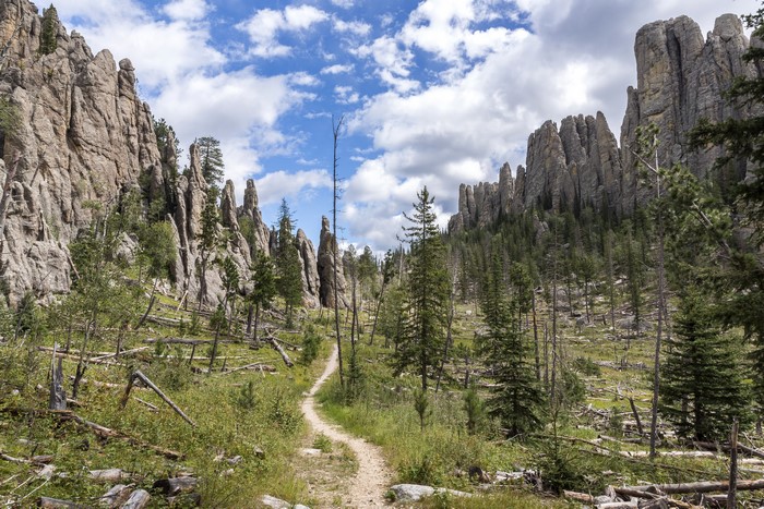 Trail through rocky spires in South Dakota
