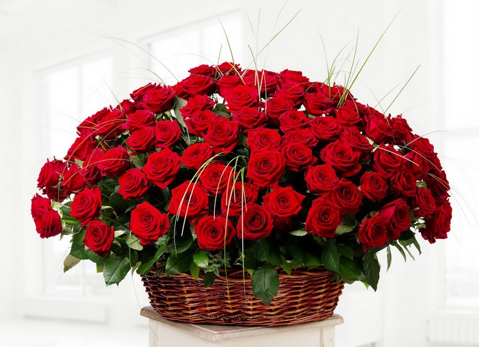 Basket of red roses