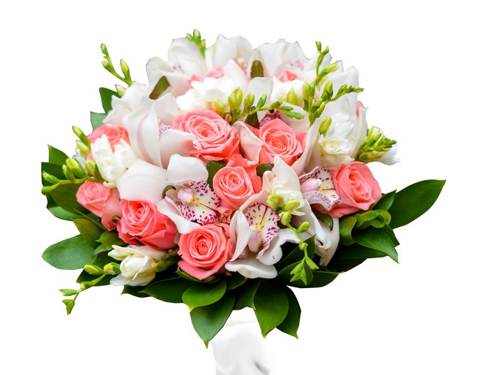 Bouquet of Roses, Orchids, and Freesias
