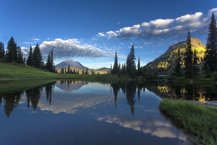Tipsoo Lake with Mount Rainier reflection in Washington