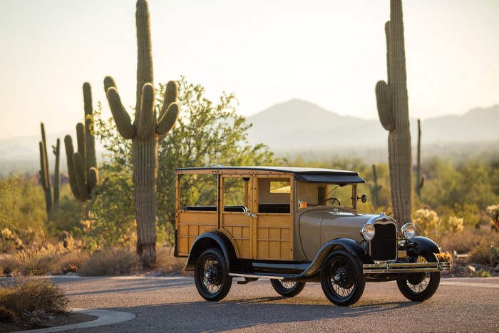 1929 Ford Model A Woody Station Wagon in desert