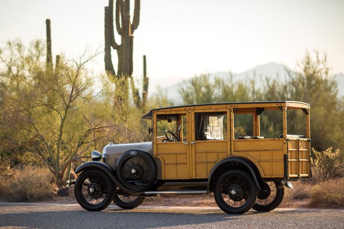 1929 Ford Model A Woody Station Wagon in desert