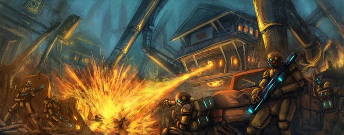 Warriors in a fiery battle