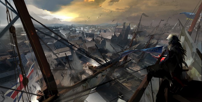 Assassin's Creed 3 ships in a city