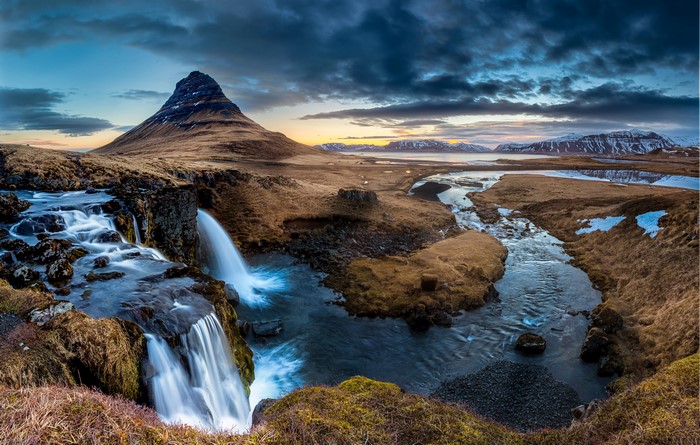 Kirkjufell mountain and waterfall in Iceland