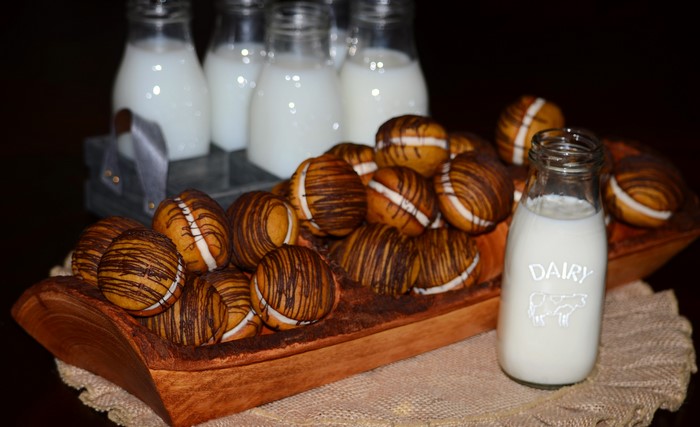 Cookies and milk bottles