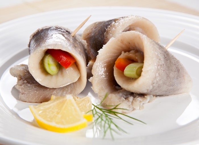 Rolled Herring with Vegetables and Lemon