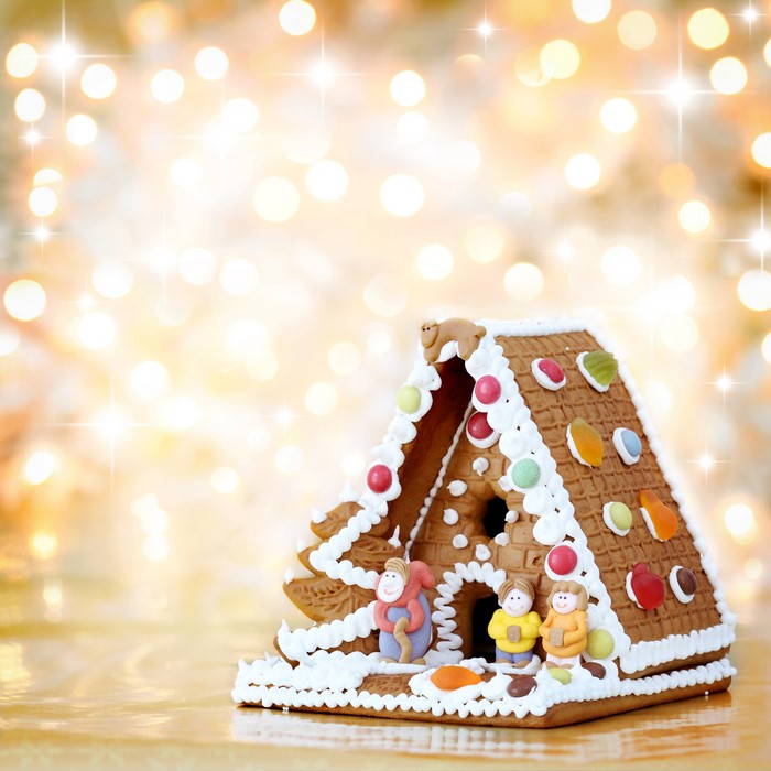 Gingerbread house with candy and figures