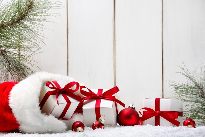 Christmas Gifts and Ornaments on Snow