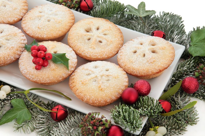 Christmas Mince Pies with Holly and Berries