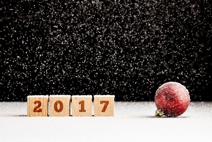 2017 wooden blocks and Christmas ornament