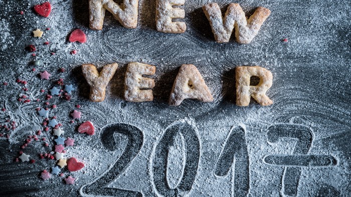 New Year 2017 cookies and sprinkles