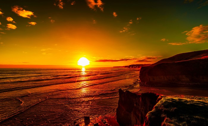 Sunset over the Sea and Coast
