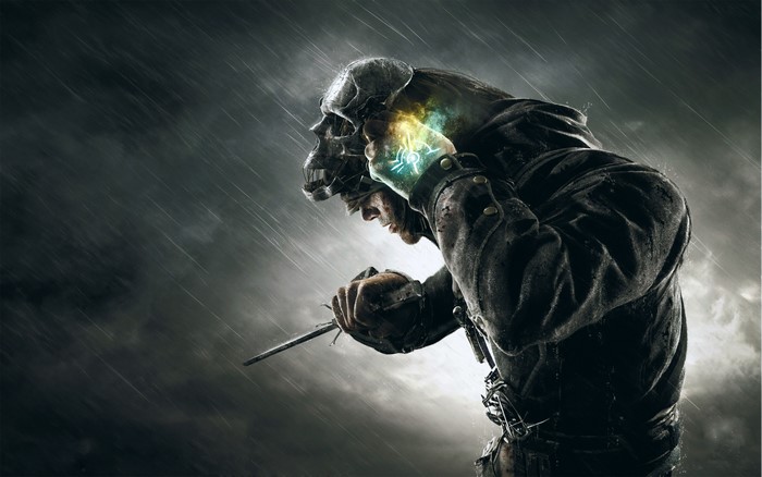 Corvo Attano from Dishonored with mask and knife