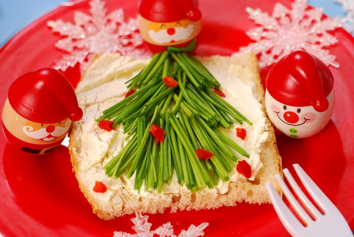 Christmas Butterbrot with Santa figures