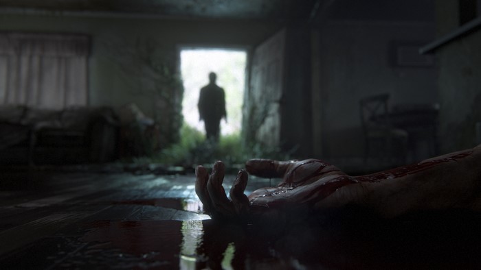 4K The Last of Us 2 Bloodied Hand and Silhouette