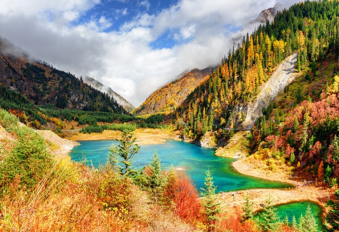 Jiuzhaigou National Park Lake in Autumn, China
