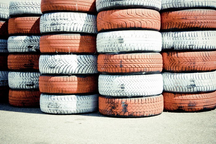 Stacks of racing tires