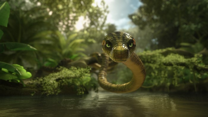 4K Close-up of Snake from A Turtle's Tale: Sammy's Adventures