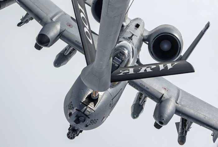 A-10 Thunderbolt II refueling in the air