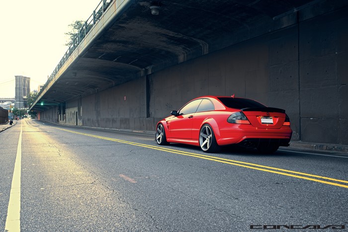 Red Mercedes-Benz CLK63 AMG Black Series on Road
