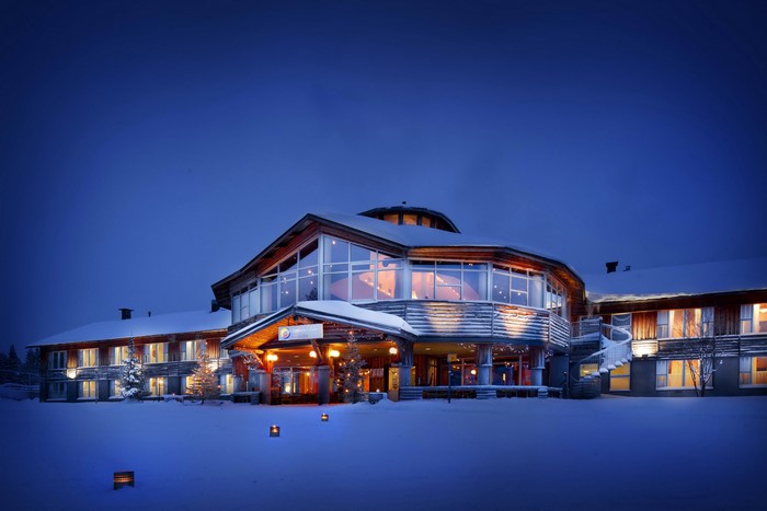 Hotel in Lapland, Finland during winter