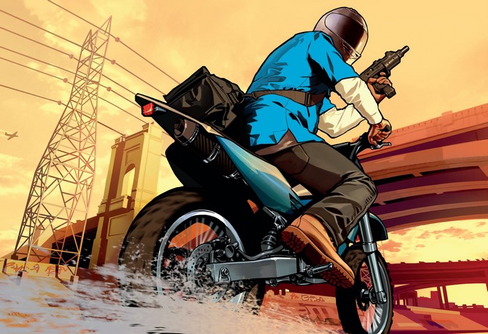 Motorcyclist with Assault Rifle in Grand Theft Auto V
