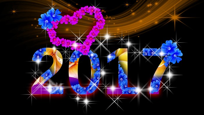 2017 New Year's Heart with Flowers