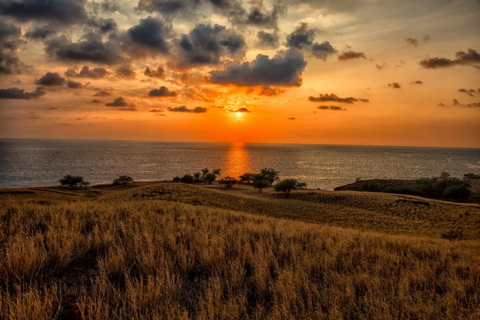 Sunset over the ocean at Kawaihae, Hawaii