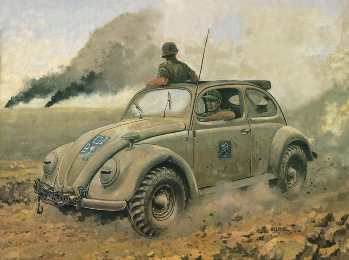 Painting of VW Typ 87 with Soldiers