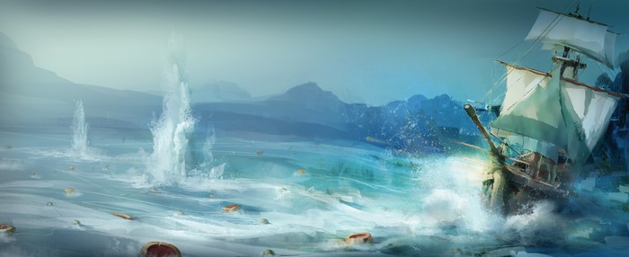 Assassin's Creed 3 Ship Sailing in Rough Seas