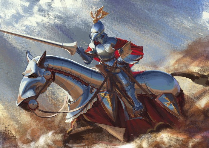 Knight on Horseback with Spear and Armor