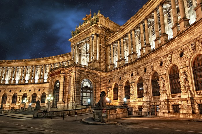 Imperial Palace Hofburg, Vienna, Austria at Night
