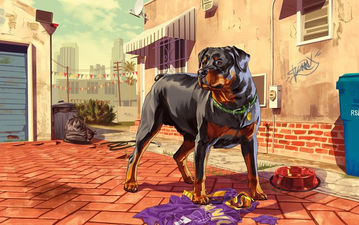 Chop the Rottweiler from GTA 5 in Alley
