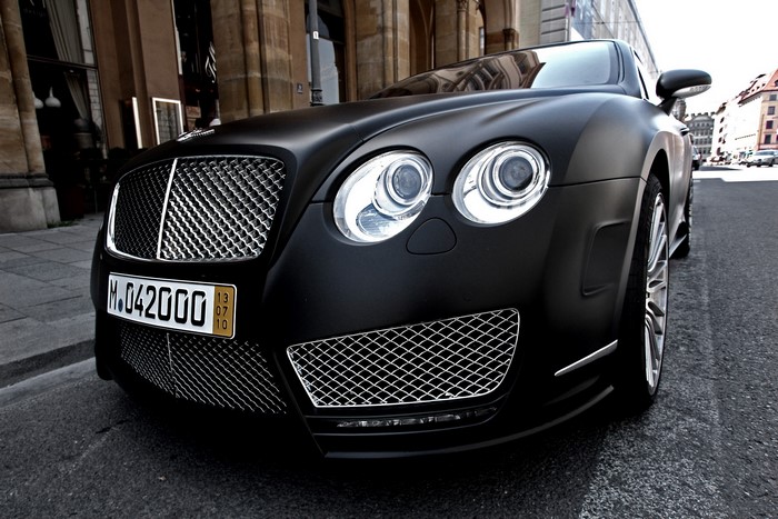 Matte black Bentley Continental Mansory