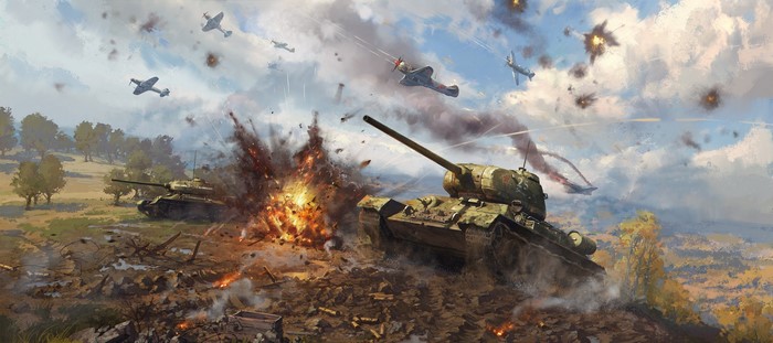 War Thunder Tanks and Airplanes in Battle