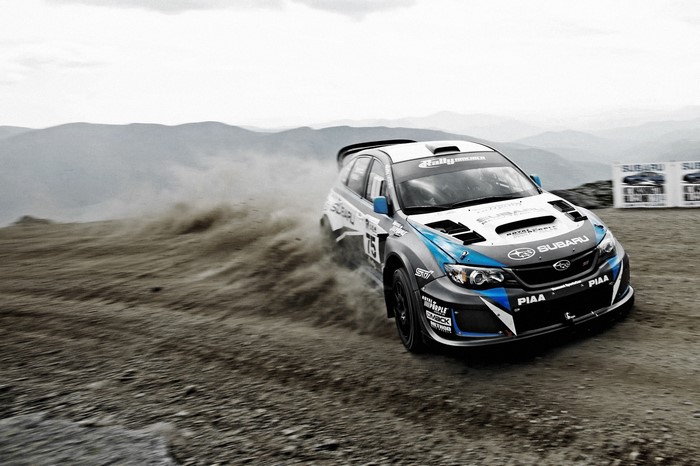 Subaru WRX STI Rally Car in Motion