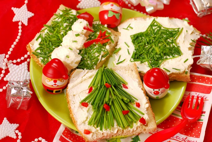 Christmas themed butterbrot on a plate