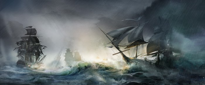 4K Assassin's Creed 3 Ships Sailing Waves