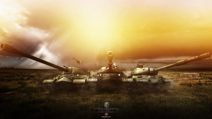 World of Tanks: Three Russian Heavy Tanks in a Field