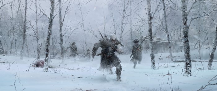 Assassin's Creed 3 Soldiers Running in Snow