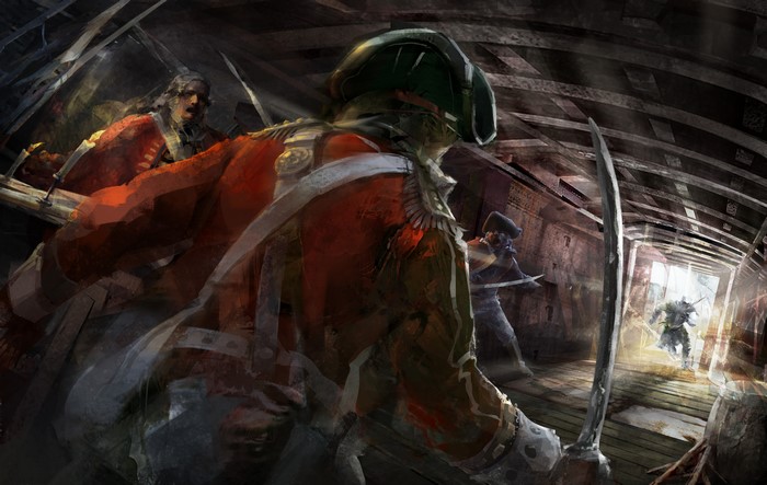 Soldiers in a naval battle, Assassin's Creed 3