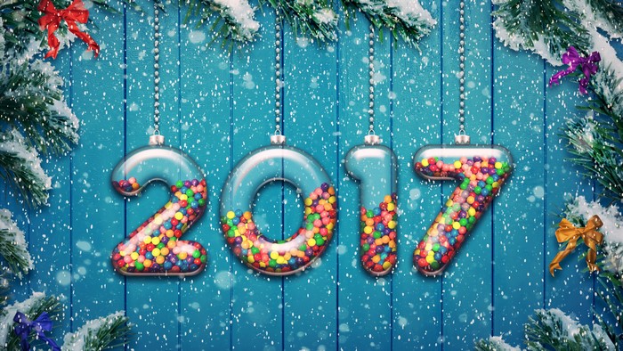 2017 Christmas ornaments with candy and snow