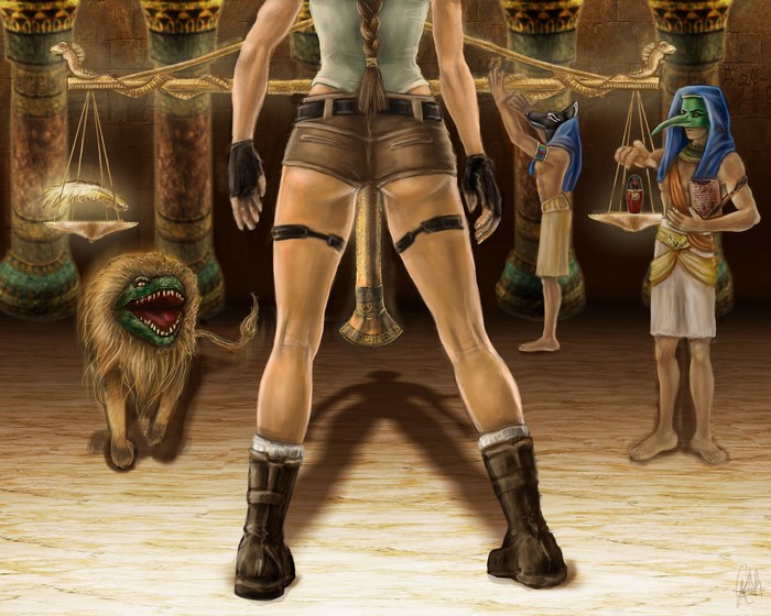 Lara Croft and Egyptian Gods in Tomb Raider