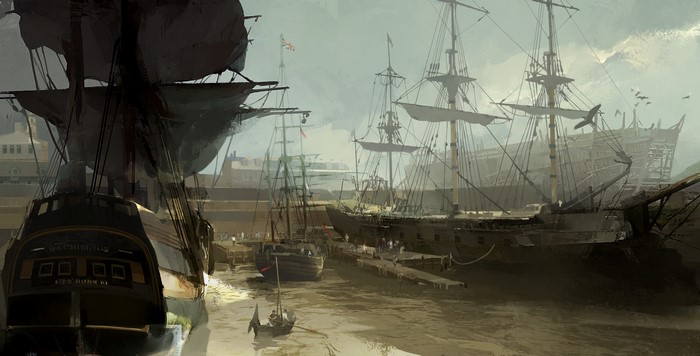 Ships in a harbor, Assassin's Creed 3